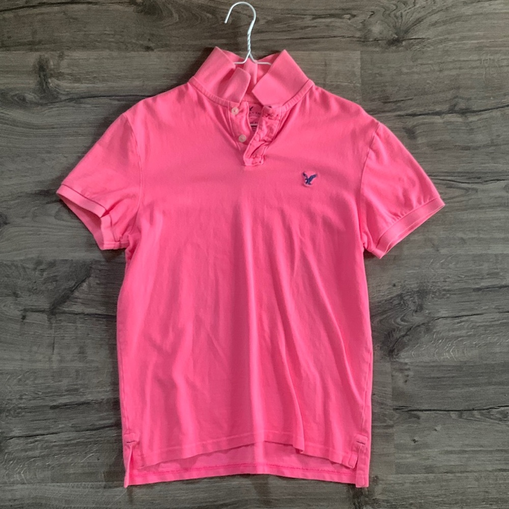 American Eagle classic fit pink polo medium